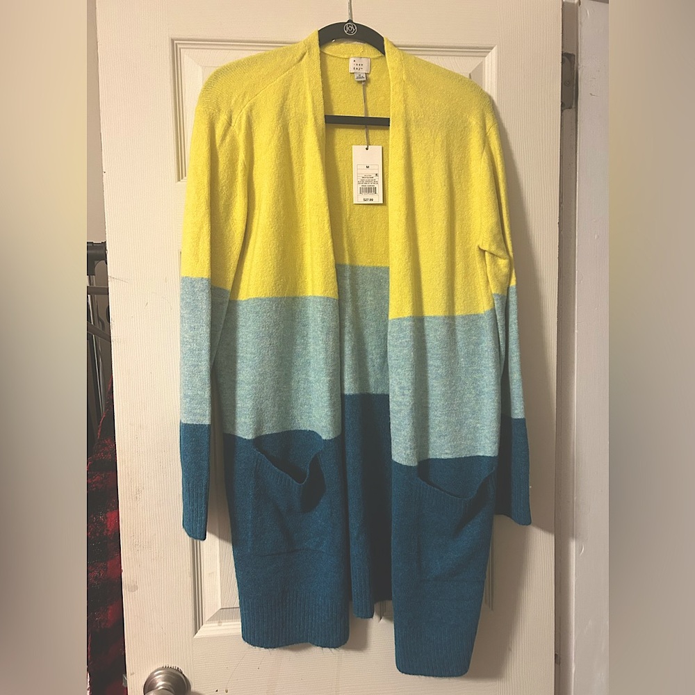 A New Day Color-Block Open Front Cardigan - size Medium
